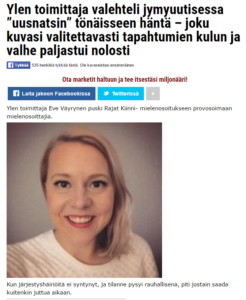 Asialehti kuvakaappaus. Yle väittää natsien käyneen käsiksi toimittajaan. Tässä video ja kohdasta 6.03 voi itse tarkistaa päällekarkauksen: