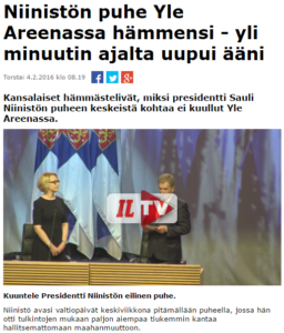 Iltalehdestä kuvakaappaus. Ylen videosta hävisi mystisesti ääni juuri kun presidentti niinisto kritisoi hallitsematonta maahanmuuttoa.