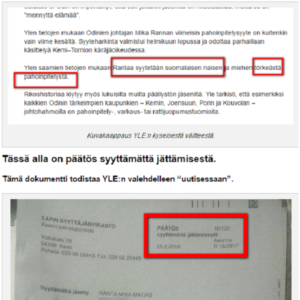 mv-lehti kuvakaappaus. Yle muuttaa oikeudenpäätöstä mieleisekseen.