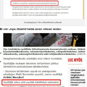 MV-lehdestä kuvakaappaus. Yle vääristää tutkinnan salaamista pyytäneen tahon