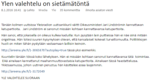 Uudesta Suomesta kuvakaappaus. Yle vääristää Lindströmmin sanoja katupartioista